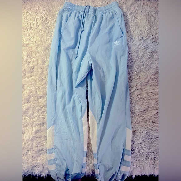 adidas Pants - Adidas Large Logo Track Pant - Clear Sky/White